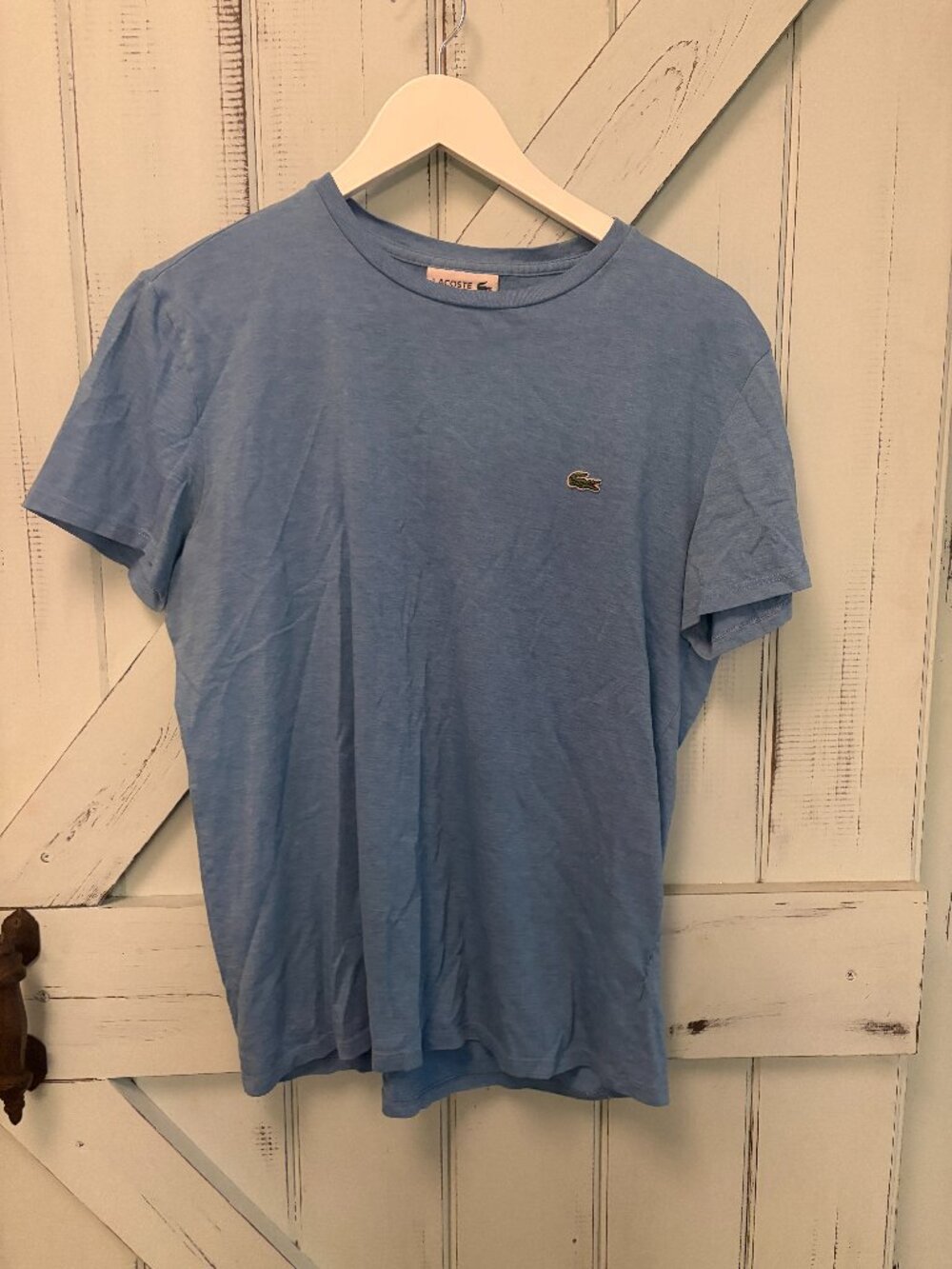 Lacoste Men's Crew Neck Loose-Fit Big Logo T-Shirt In Light Blue